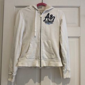 Aeropostale White Fleece Lined Zip-up Hoodie